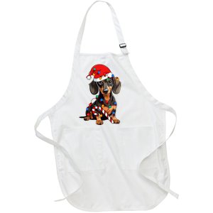 Dachshund Santa Christmas Lights Xmas Dog Lover Xmas Pajama Full-Length Apron With Pockets