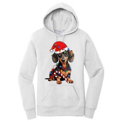 Dachshund Santa Christmas Lights Xmas Dog Lover Xmas Pajama Women's Pullover Hoodie