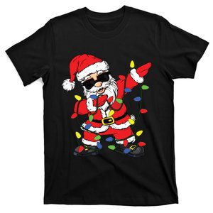 Dabbing Santa Claus Christmas Tree Lights Boy Dab Xmas T-Shirt