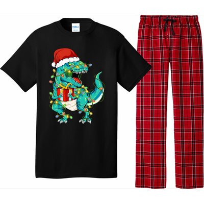 Dinosaur Santa  Christmas Tree Lights Pajama Set