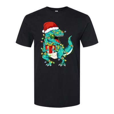 Dinosaur Santa  Christmas Tree Lights Softstyle® CVC T-Shirt