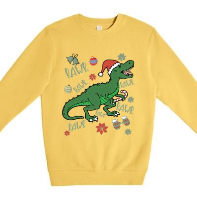 Dinosaur Singing Christmas Carol Premium Crewneck Sweatshirt