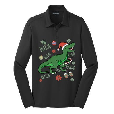 Dinosaur Singing Christmas Carol Silk Touch Performance Long Sleeve Polo