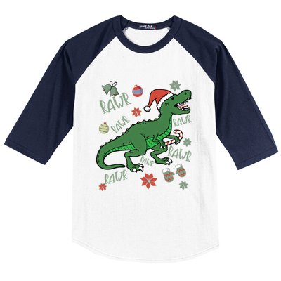 Dinosaur Singing Christmas Carol Baseball Sleeve Shirt