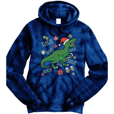 Dinosaur Singing Christmas Carol Tie Dye Hoodie