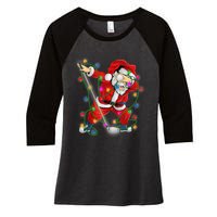 Dabbing Santa Claus Xmas Funny Golf Golfer Santa Women's Tri-Blend 3/4-Sleeve Raglan Shirt