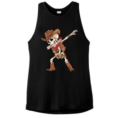 Dabbing Skeleton Cowboy Halloween Costume Ladies PosiCharge Tri-Blend Wicking Tank