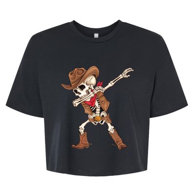 Dabbing Skeleton Cowboy Halloween Costume Bella+Canvas Jersey Crop Tee