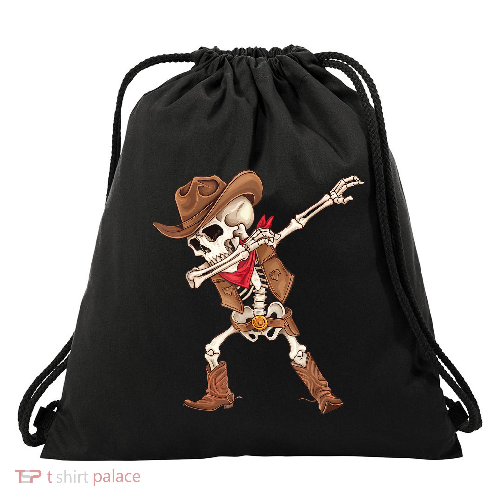 Dabbing Skeleton Cowboy Halloween Costume Drawstring Bag