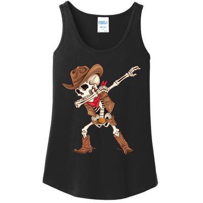 Dabbing Skeleton Cowboy Halloween Costume Ladies Essential Tank