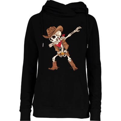 Dabbing Skeleton Cowboy Halloween Costume Womens Funnel Neck Pullover Hood