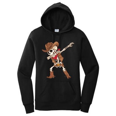 Dabbing Skeleton Cowboy Halloween Costume Women's Pullover Hoodie