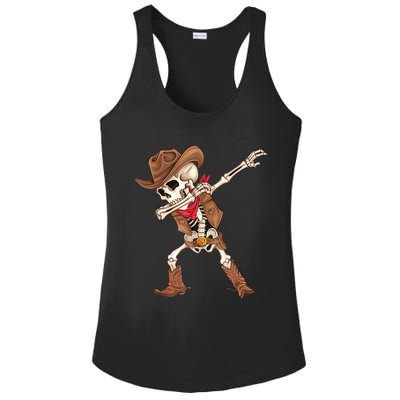 Dabbing Skeleton Cowboy Halloween Costume Ladies PosiCharge Competitor Racerback Tank