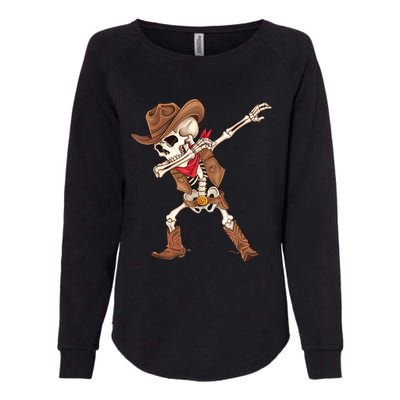 Dabbing Skeleton Cowboy Halloween Costume Womens California Wash Sweatshirt