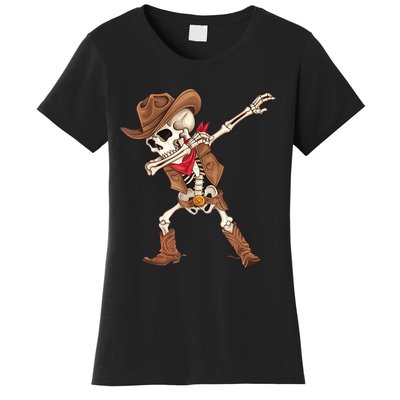 Dabbing Skeleton Cowboy Halloween Costume Women's T-Shirt