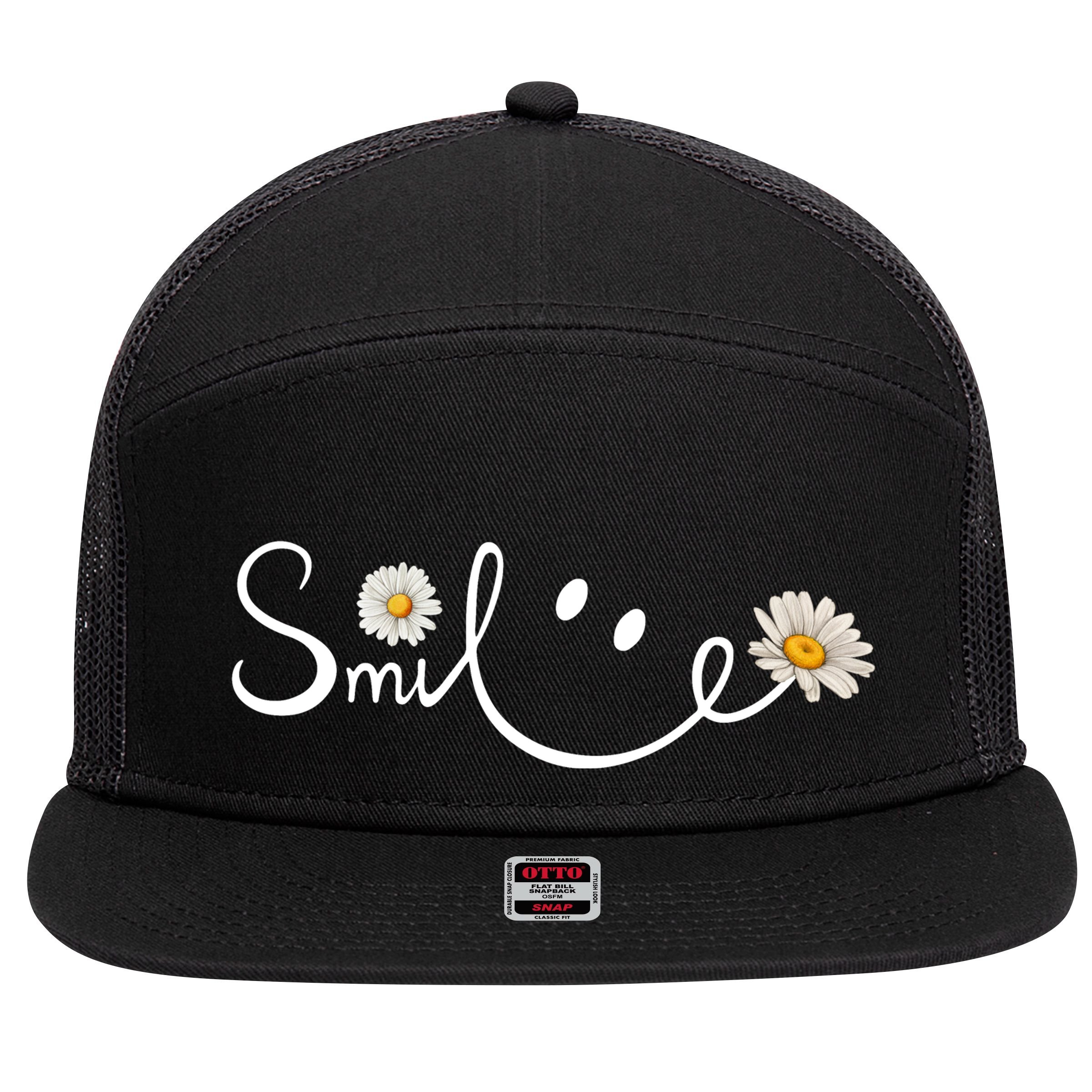 Daisy Smile Cute Gift 7 Panel Mesh Trucker Snapback Hat