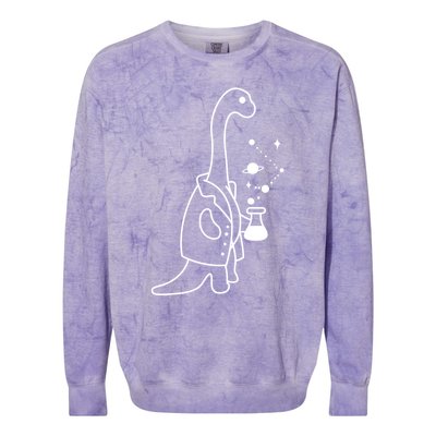 Dino Scientist Cool Crazy Chemistry Lab College University Gift Colorblast Crewneck Sweatshirt