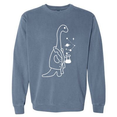 Dino Scientist Cool Crazy Chemistry Lab College University Gift Garment-Dyed Sweatshirt