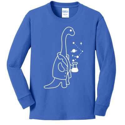 Dino Scientist Cool Crazy Chemistry Lab College University Gift Kids Long Sleeve Shirt