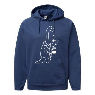 Dino Scientist Cool Crazy Chemistry Lab College University Gift Performance Fleece Hoodie