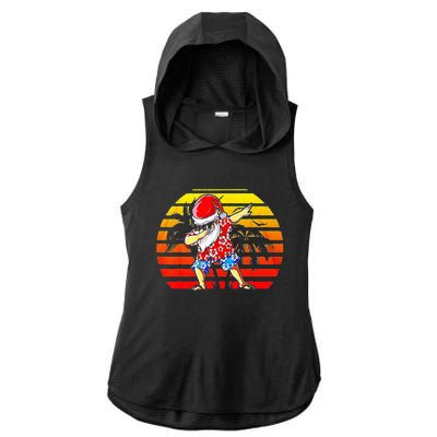 Dabbing Santa Christmas In July Hawaiian Xmas Dab Ladies PosiCharge Tri-Blend Wicking Draft Hoodie Tank