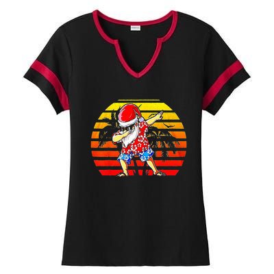 Dabbing Santa Christmas In July Hawaiian Xmas Dab Ladies Halftime Notch Neck Tee