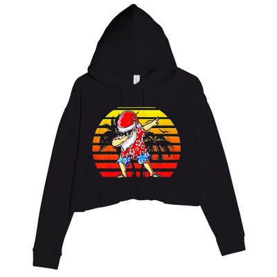 Dabbing Santa Christmas In July Hawaiian Xmas Dab Crop Fleece Hoodie