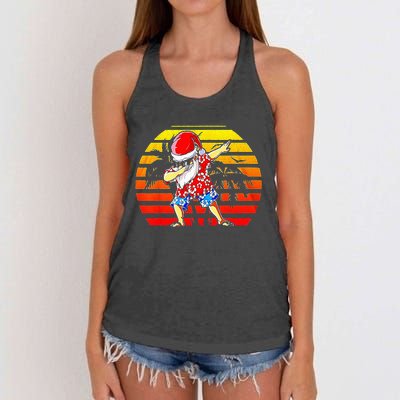 Dabbing Santa Christmas In July Hawaiian Xmas Dab Women's Knotted Racerback Tank