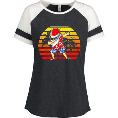 Dabbing Santa Christmas In July Hawaiian Xmas Dab Enza Ladies Jersey Colorblock Tee