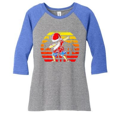 Dabbing Santa Christmas In July Hawaiian Xmas Dab Women's Tri-Blend 3/4-Sleeve Raglan Shirt