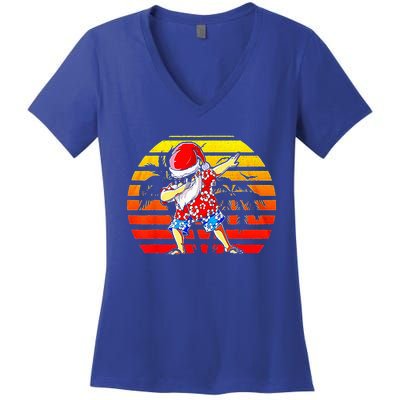 Dabbing Santa Christmas In July Hawaiian Xmas Dab Women's V-Neck T-Shirt