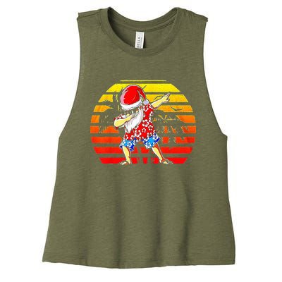 Dabbing Santa Christmas In July Hawaiian Xmas Dab Women's Racerback Cropped Tank