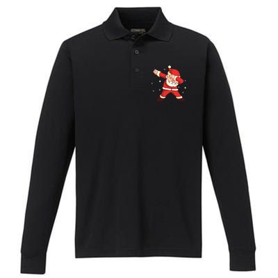 Dabbing Santa Christmas Gift Cute Gift Performance Long Sleeve Polo