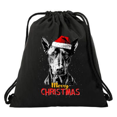 Doberman Santa Claus Hat Merry Christmas Dog Xmas Dogs Drawstring Bag