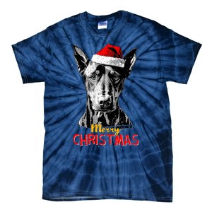 Doberman Santa Claus Hat Merry Christmas Dog Xmas Dogs Tie-Dye T-Shirt