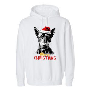 Doberman Santa Claus Hat Merry Christmas Dog Xmas Dogs Garment-Dyed Fleece Hoodie