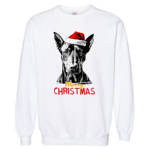 Doberman Santa Claus Hat Merry Christmas Dog Xmas Dogs Garment-Dyed Sweatshirt