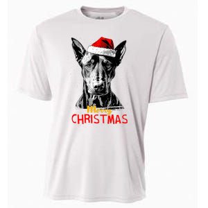 Doberman Santa Claus Hat Merry Christmas Dog Xmas Dogs Cooling Performance Crew T-Shirt