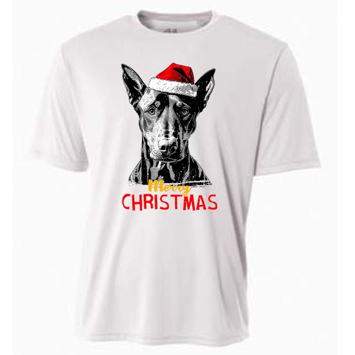 Doberman Santa Claus Hat Merry Christmas Dog Xmas Dogs Cooling Performance Crew T-Shirt