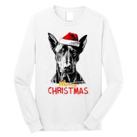 Doberman Santa Claus Hat Merry Christmas Dog Xmas Dogs Long Sleeve Shirt