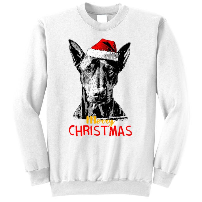 Doberman Santa Claus Hat Merry Christmas Dog Xmas Dogs Sweatshirt