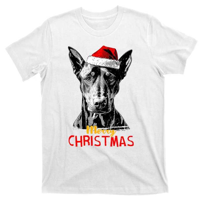 Doberman Santa Claus Hat Merry Christmas Dog Xmas Dogs T-Shirt