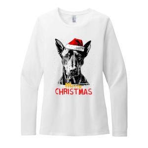 Doberman Santa Claus Hat Merry Christmas Dog Xmas Dogs Womens CVC Long Sleeve Shirt