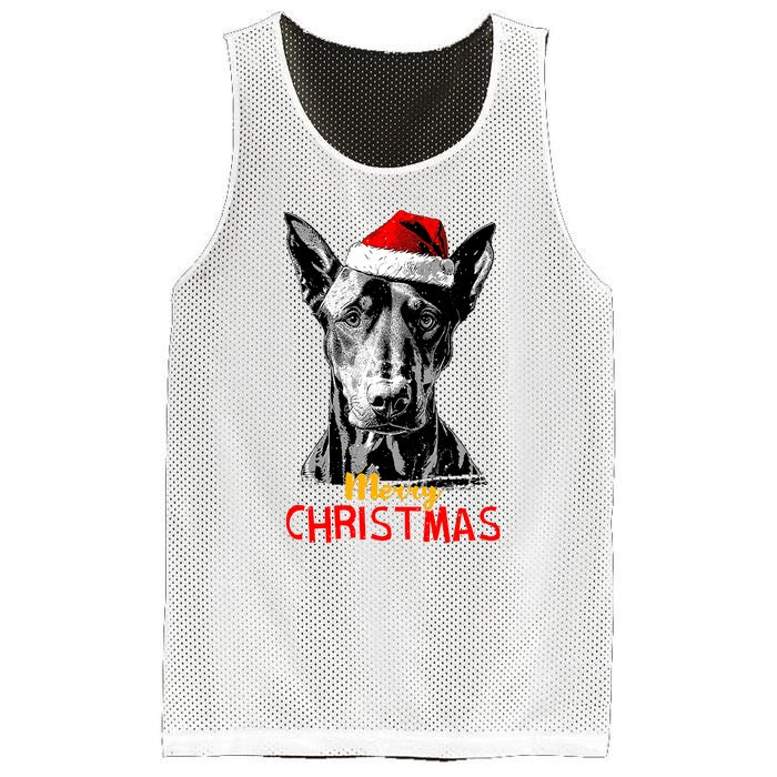 Doberman Santa Claus Hat Merry Christmas Dog Xmas Dogs Mesh Reversible Basketball Jersey Tank