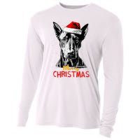 Doberman Santa Claus Hat Merry Christmas Dog Xmas Dogs Cooling Performance Long Sleeve Crew