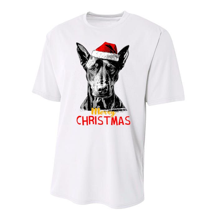 Doberman Santa Claus Hat Merry Christmas Dog Xmas Dogs Performance Sprint T-Shirt