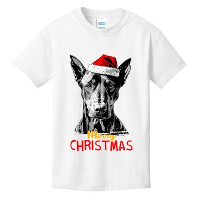 Doberman Santa Claus Hat Merry Christmas Dog Xmas Dogs Kids T-Shirt