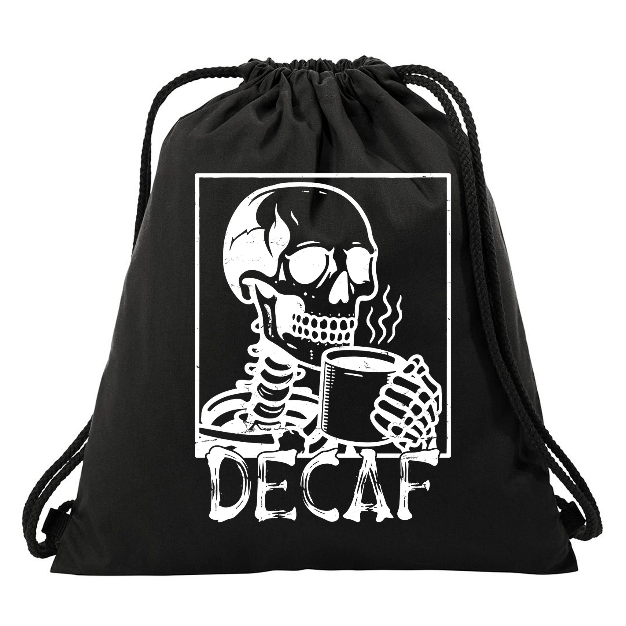 Decaf Skeleton Coffee Skull  Drawstring Bag