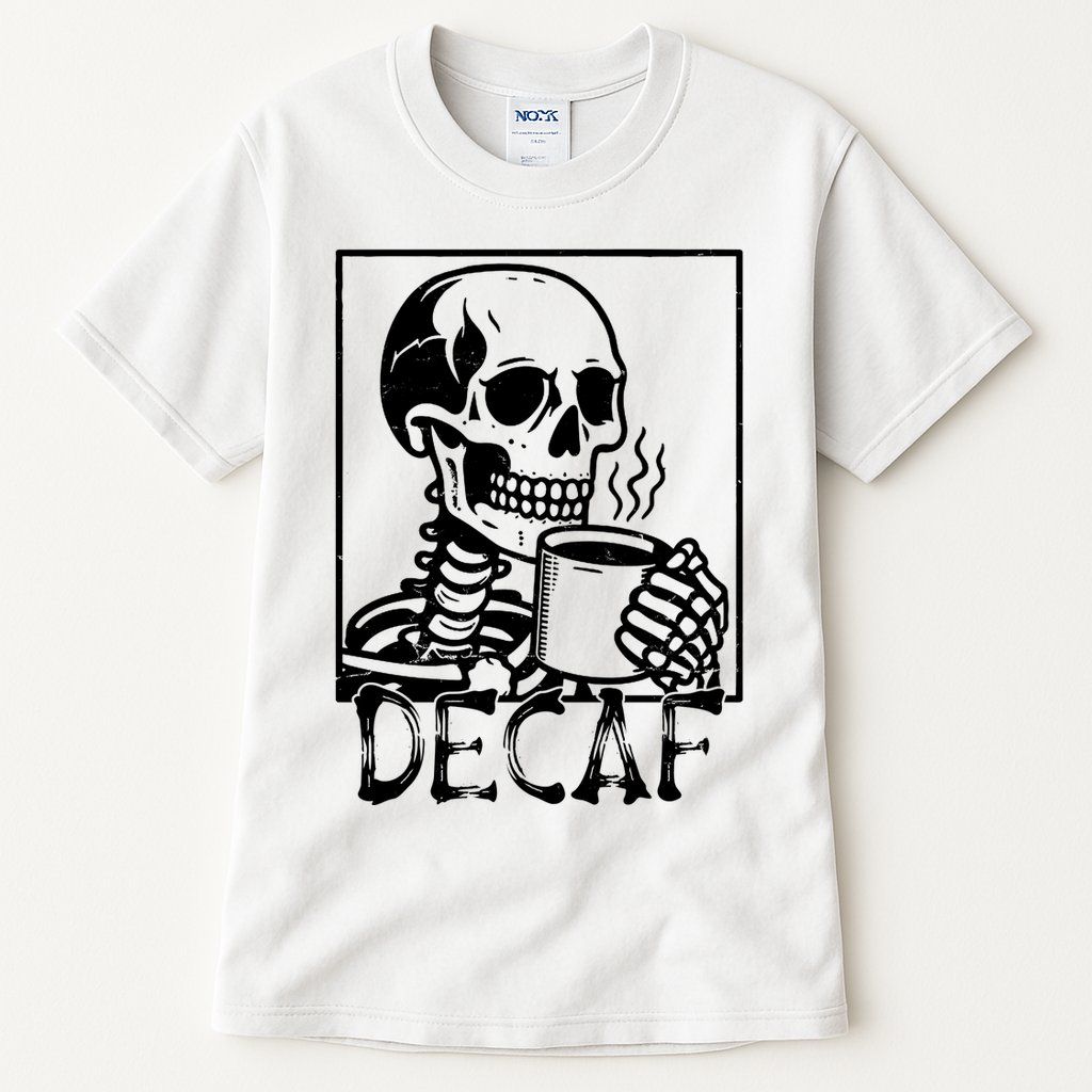 Decaf Skeleton Coffee Skull  Tall T-Shirt