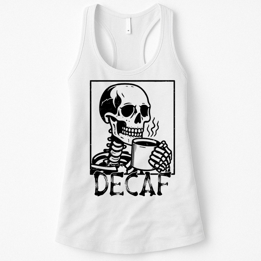 Decaf Skeleton Coffee Skull  Womens Tank Top